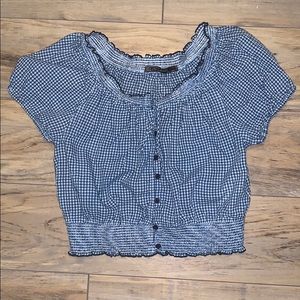 Blue and white gingham crop top